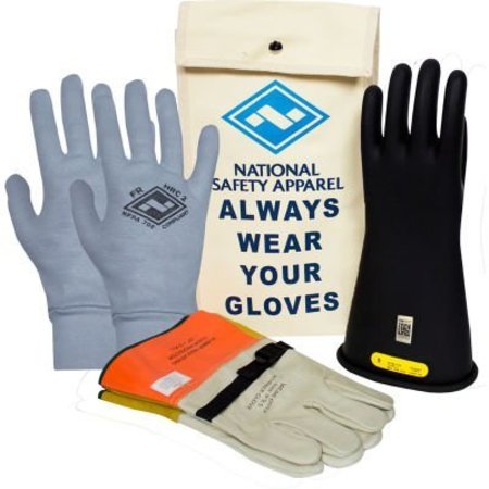 NATIONAL SAFETY APPAREL ArcGuard® Class 2 Rubber Voltage Glove Premium Kit, Black, Size 10, KITGC2B10AG KITGC2B10AG